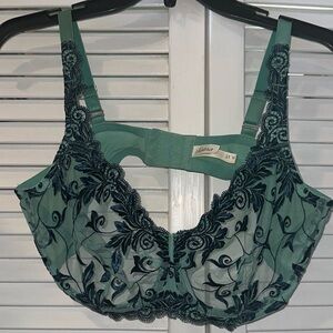Soma Aqua Teal Lace Sheer Bra with Underwire Support 40D